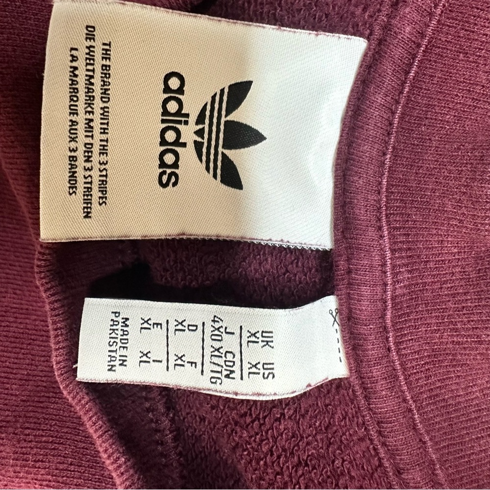 Adidas Burgundy White Logo Sweatshirt Size XLarge - Picture 9 of 9
